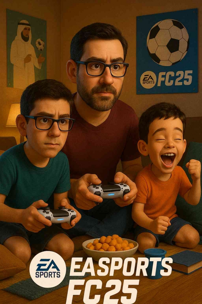 Kebersamaan dalam Bermain PS5 EAFC25, Sumber AI Image Generated ChatGPT4o Prompt By Jody Aryono