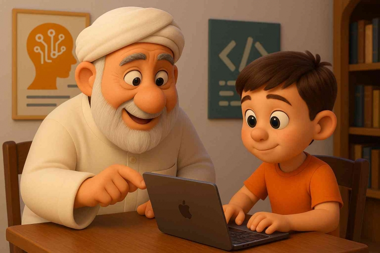 Mengajari Anak Tentang Koding dan AI: Apakah berbahaya?:Ilustrasi dibuat oleh AI (ChatGPT + DALL·E, OpenAI).  B Prompt By Jody Aryono