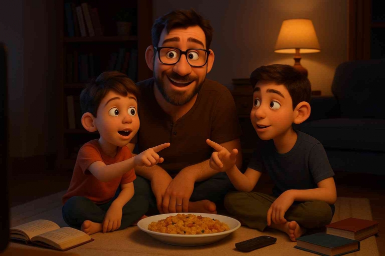 Makan Bertiga dan Belajar Bersama , Sumber: ChatGPT4o Prompt By Jody Aryono