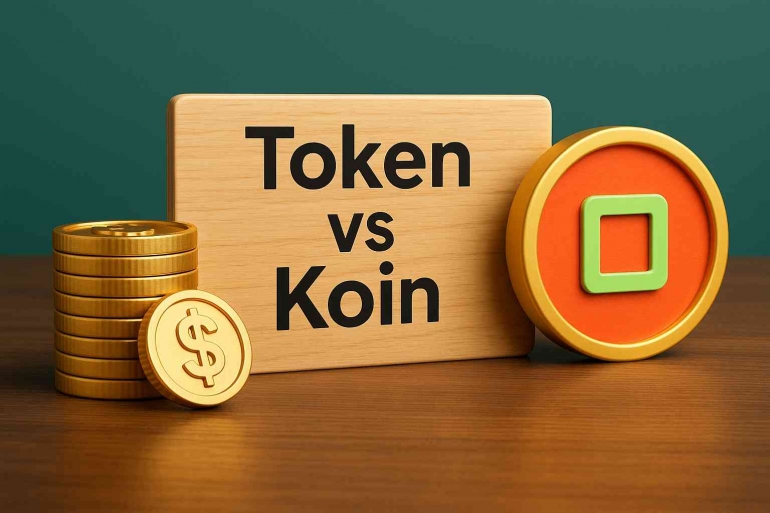 Token vs Coin Bedanya Apa? Ilustrasi dibuat oleh AI (ChatGPT + DALL·E, OpenAI) menggunakan prompt Jody Aryono.
